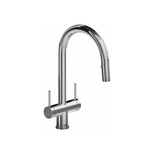 Riobel Azure™ Two Handle Pull-Down Kitchen Faucet With C-Spout AZ801