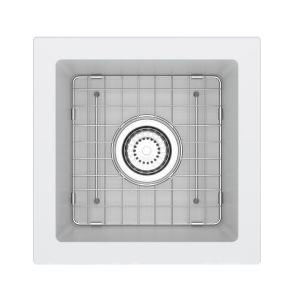 Fonsa™ 15 Quartz Single Bowl Undermount BarFood Prep Kitchen Sink - White Model Number FAUM1515WH Riobel Fonsa™ 15" Quartz Single Bowl Undermount Bar/Food Prep Kitchen Sink FAUM1515 - Image 1