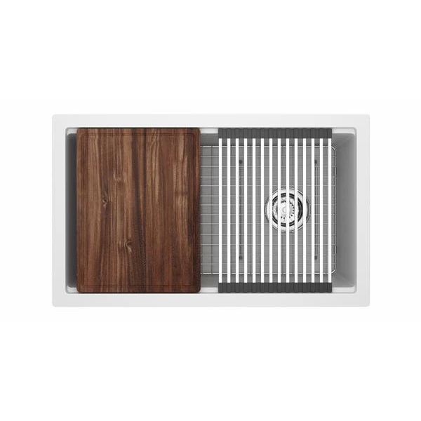 Fonsa™ 30 Quartz ChefWorkstation Sink With Accessories - White Model Number FAUM3018WSWH Riobel Fonsa™ 30" Quartz Chef/Workstation Kitchen Sink with Accessories FAUM3018WS - Image 1
