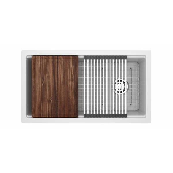 Fonsa™ 33 Quartz ChefWorkstation Sink With Accessories - White Model Number FAUM3318WSWH (1) Riobel Fonsa™ 33" Quartz Chef/Workstation Sink with Accessories FAUM3318WS - Image 1