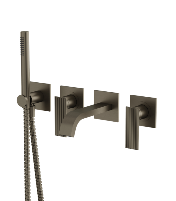 Aquabrass TOSCA Wall Mount Tub Filler with Handshower and 2 Mixers SKU 34004 - Image 5