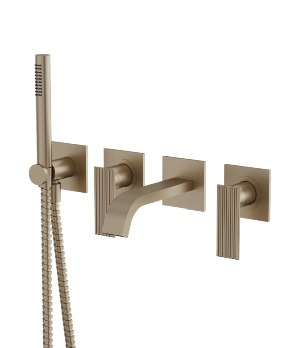 Aquabrass TOSCA Wall Mount Tub Filler with Handshower and 2 Mixers SKU 34004 - Image 7