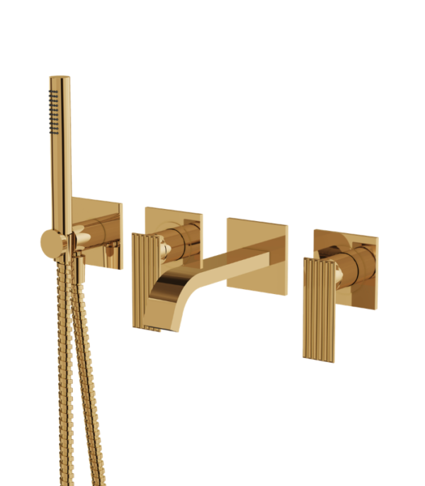 Aquabrass TOSCA Wall Mount Tub Filler with Handshower and 2 Mixers SKU 34004 - Image 4
