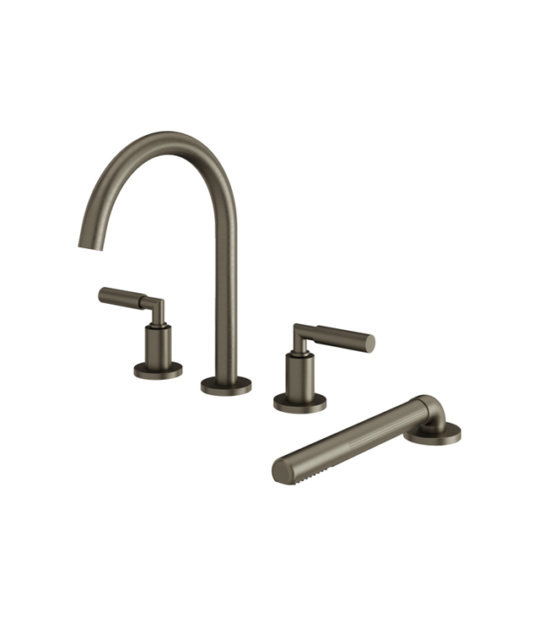 Aquabrass Aria 18" 4-Piece Deck-Mount Tub Filler with Handshower 48018BBC - Image 4