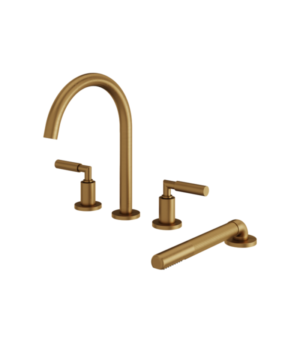 Aquabrass Aria 18" 4-Piece Deck-Mount Tub Filler with Handshower 48018BBC - Image 6