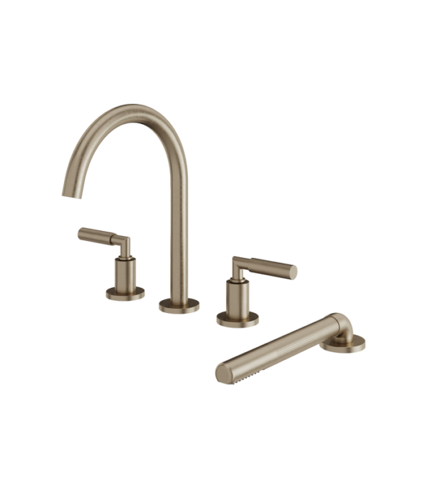 Aquabrass Aria 18" 4-Piece Deck-Mount Tub Filler with Handshower 48018BBC - Image 2