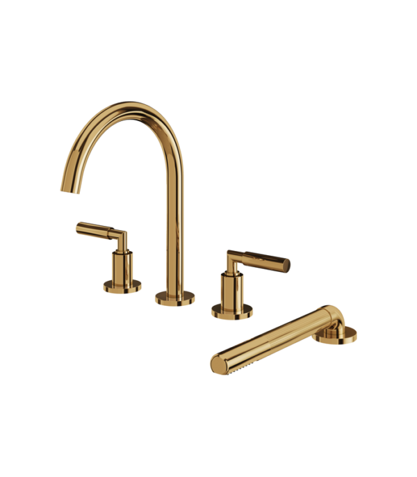 Aquabrass Aria 18" 4-Piece Deck-Mount Tub Filler with Handshower 48018BBC - Image 5