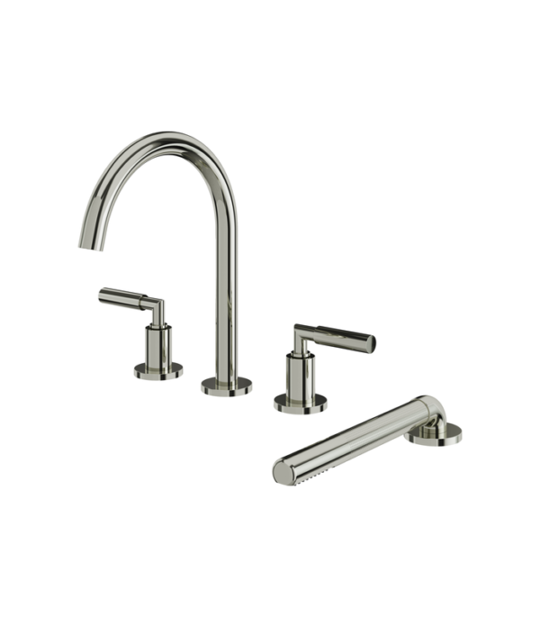 Aquabrass Aria 18" 4-Piece Deck-Mount Tub Filler with Handshower 48018BBC - Image 7