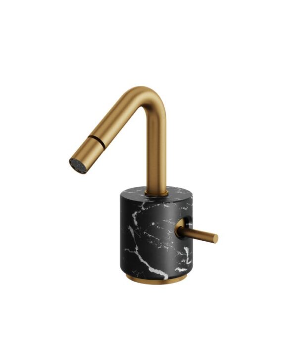 Aquabrass MARMO Single-Hole Bidet Faucet with Swivel Spray Black Carrara Marble CL24NM - Image 3