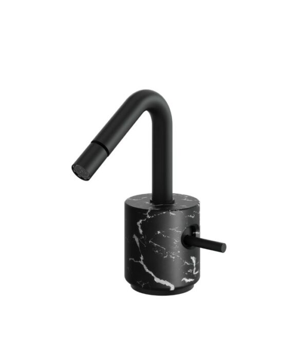 Aquabrass MARMO Single-Hole Bidet Faucet with Swivel Spray Black Carrara Marble CL24NM - Image 4