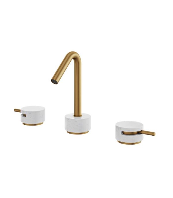Aquabrass MARMO Widespread Lavatory Faucet White Carrara Marble CL16BC - Image 3