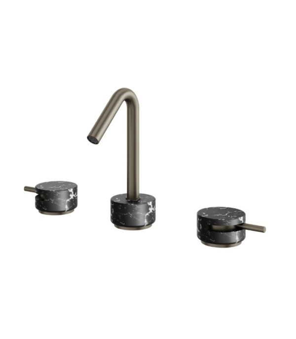 Aquabrass MARMO Widespread Lavatory Faucet Black Carrara Marble CL16NM - Image 2