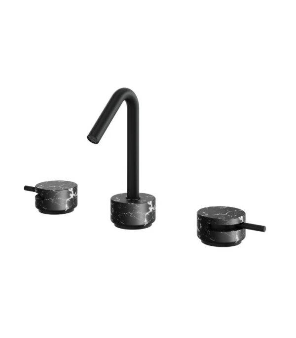 Aquabrass MARMO Widespread Lavatory Faucet Black Carrara Marble CL16NM - Image 4