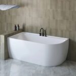 Bain Signature Ethan 67 in. Freestanding Corner Bathtub White