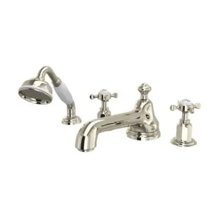 Edwardian™ 4-Hole Deck Mount Tub Filler With Low Spout - Polished Nickel