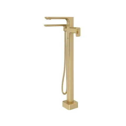 Equinox™ Thermostatic Single Hole Floor Mount Tub Filler Trim - Satin Brass US4
