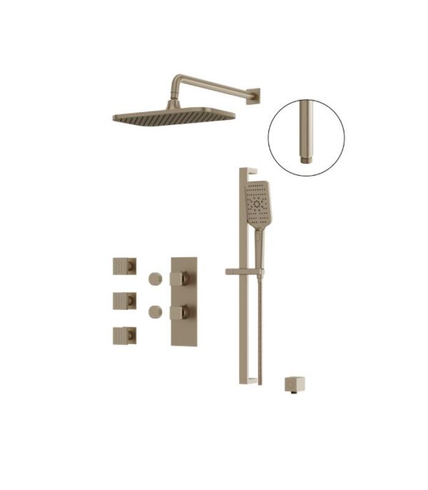 Aquabrass MIAMIBOX03 3-Way Non-Shared Shower System Solid Brass Square Trim MIAMIBOX03G - Image 2
