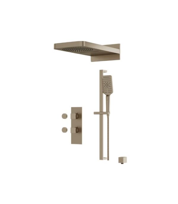 Aquabrass MIAMIBOX04 3-Way Shared Shower System Solid Brass Square Trim MIAMIBOX04 - Image 3