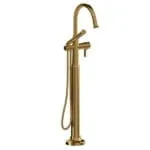 Momenti™ Thermostatic Single Hole Floor Mount Tub Filler Trim With C-Spout - Brushed Gold