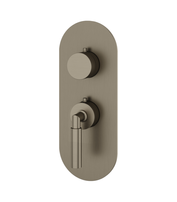 Aquabrass Aria Round Trim Set for 1 Shut-Off Thermostatic Valve Brushed Black Chrome R3148BBC - Image 3