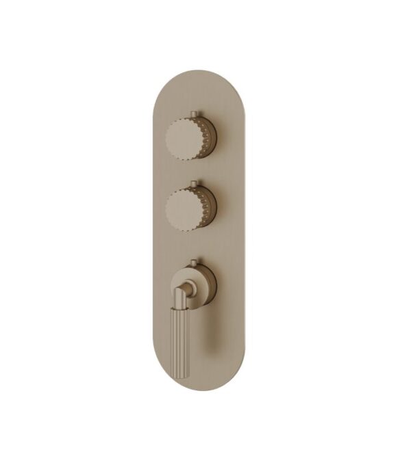 Aquabrass Montebello Round Trim Set for 2 Shut-Off Thermostatic Valve R3249 - Image 2