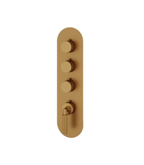 Aquabrass Montebello Round Trim Set for 3 Shut-Off Thermostatic Valve, Variable Finish, R3349 - Image 6
