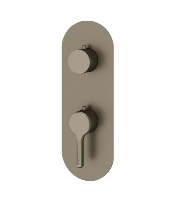 Aquabrass Ariston Round Thermostatic Shower Trim Set with 3-Way Non-Shared Diverter R9347BBC - Image 3