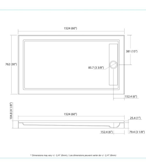 Bain Signature Keyley 60x30 Rectangular Alcove Shower Base SB4-3260 - Image 6