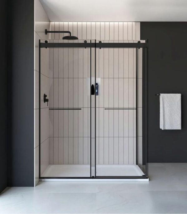 Bain Signature Flora 36x48 Clear Glass Black Shower Door SD12-3648CL-BLK - Image 2