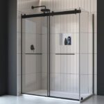 Bain Signature Flora 36x48 Clear Glass Black Shower Door SD12-3648CL-BLK