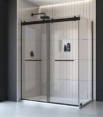 Bain Signature Flora 36x48 Clear Glass Black Shower Door SD12-3648CL-BLK