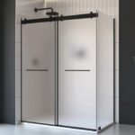 Bain Signature Flora 36x48 Frosted Glass Black Shower Door
