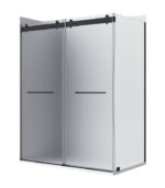 Bain Signature Flora 36x48 Frosted Glass Black Shower Door - Image 6
