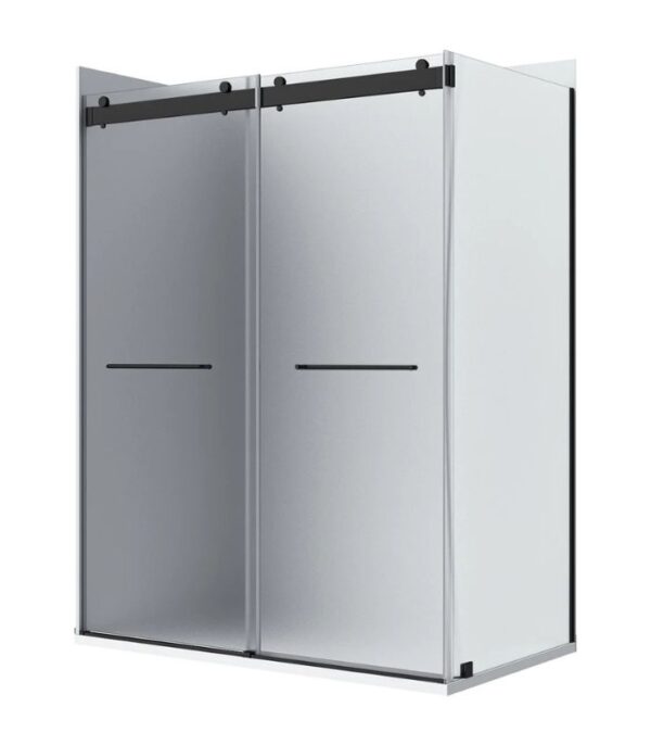 Bain Signature Flora 36x48 Frosted Glass Black Shower Door - Image 6