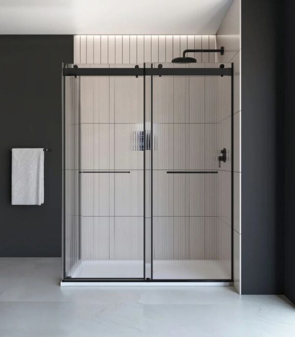 Bain Signature Flora 36x48 Fluted Glass Shower Enclosure Black - Image 2
