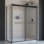 Bain Signature Flora 36x48 Fluted Glass Shower Enclosure Black