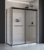 Bain Signature Flora 36x48 Fluted Glass Shower Enclosure Black