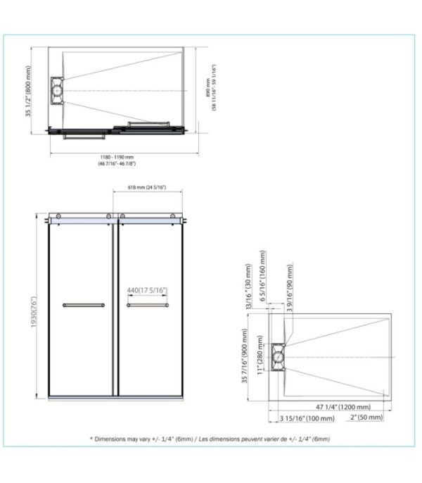 Bain Signature Flora 36x48 Fluted Glass Shower Enclosure Black - Image 8