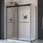 Bain Signature Flora 36x48 Raindrop Glass Shower Enclosure Black