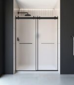 Bain Signature Flora 60 Frosted Glass Black Shower Door SD12-60FR-BLK - Image 2