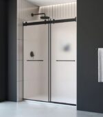 Bain Signature Flora 60 Frosted Glass Black Shower Door SD12-60FR-BLK