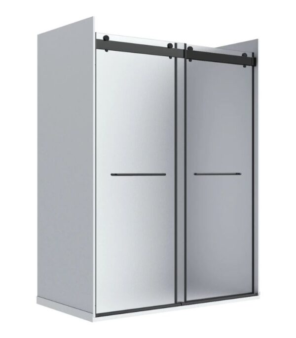 Bain Signature Flora 60 Frosted Glass Black Shower Door SD12-60FR-BLK - Image 6