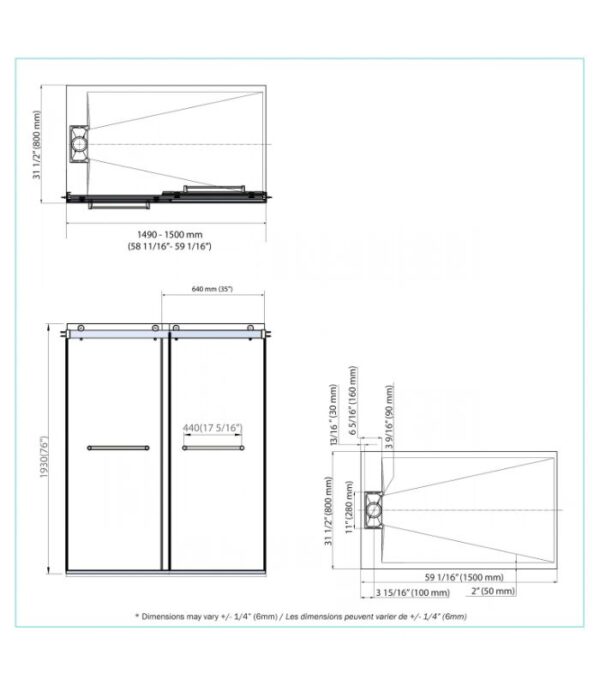 Bain Signature Flora 60 Frosted Glass Alcove Shower Enclosure Chrome SD12-60FR-CHR - Image 7