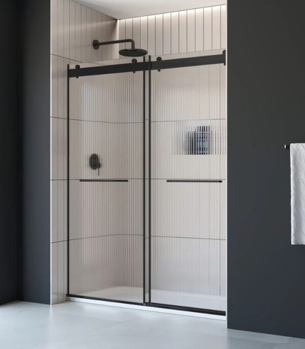 Bain Signature Flora 60 Fluted Glass Shower Enclosure Matte Chrome SD12-60FU-BLK - Image 2
