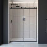 Bain Signature Flora 60 Fluted Glass Shower Enclosure Matte Chrome SD12-60FU-BLK
