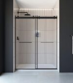 Bain Signature Flora 60 Fluted Glass Shower Enclosure Matte Chrome SD12-60FU-BLK
