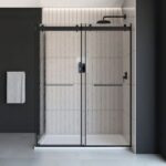 Bain Signature Flora 36x48 Raindrop Glass Shower Enclosure Black SD12-60RD-BLK