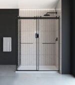 Bain Signature Flora 36x48 Raindrop Glass Shower Enclosure Black SD12-60RD-BLK