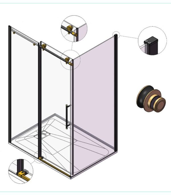 Bain Signature Melania 36 x 48 Shower Enclosure Matte Black SD16-3648-BLK - Image 6