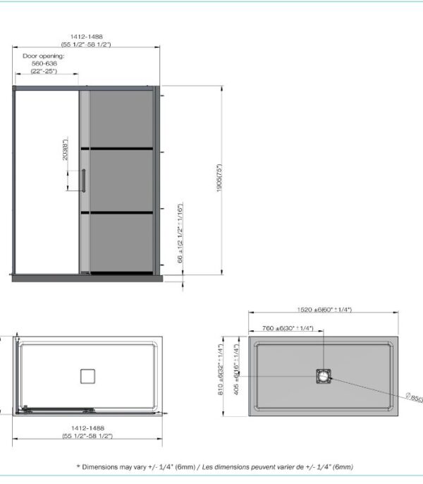 Bain Signature Leona 60x32 Corner Shower Door SD2-3260-BLK - Image 5